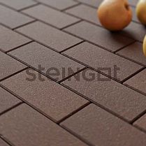 Тротуарная плитка Брусчатка 200*100*60 Темно-коричневая (верхний прокрас, минифаска)